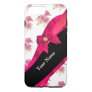 Pretty red vintage floral flower pattern iPhone 8 plus/7 plus case