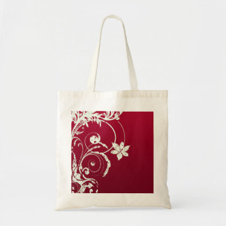 Pretty Red & White Swirly Flower Design Bag