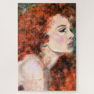 Pretty Redhead Woman - Abstract Original Painting Jigsaw Puzzle