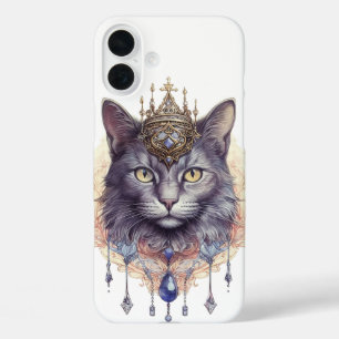 PRETTY REGAL HALLOWEEN WITCHY CAT FACE iPhone 16 PLUS CASE