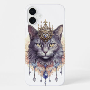 PRETTY REGAL HALLOWEEN WITCHY CAT FACE iPhone 16 PLUS CASE