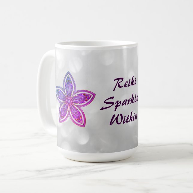 Pretty Reiki Flower Mandala design Coffee Mug (Front Left)