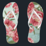 Pretty Retro Flower Bridesmaid Wedding Chintz Thongs<br><div class="desc">Matching Bridesmaid, Matron of Honour Bridal Party Flip Flops for an outdoor, garden or beach wedding. No hurting feet, and sets the mood for the entire wedding. Modern, pretty retro flower stylised peonies in bright fresh colours especially perfect for Spring or Summer weddings. This Wedding Invitation Set or Collection is...</div>