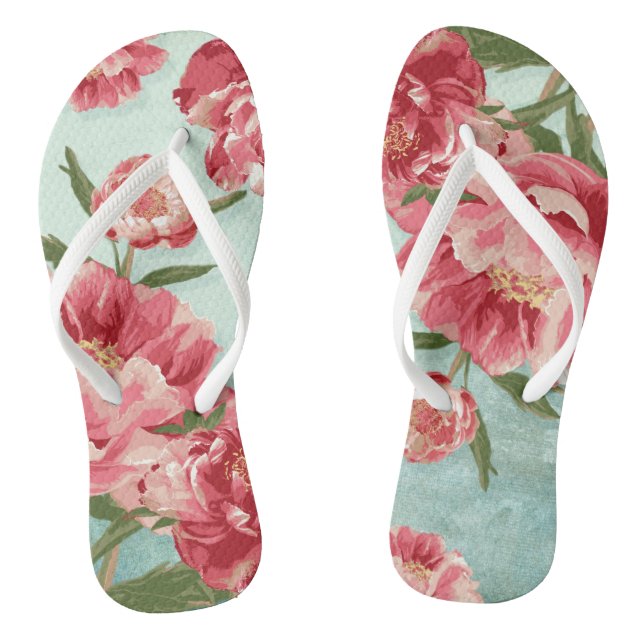 Pretty Retro Flower Bridesmaid Wedding Chintz Thongs (Footbed)
