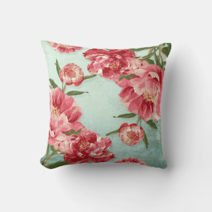 Pretty Retro Flower Chintz Peonies Personalised Cushion
