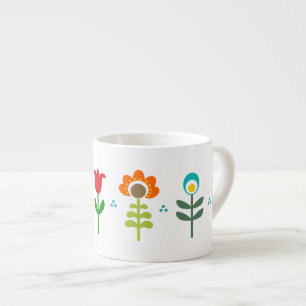 Pretty Retro folk flowers Espresso Cup