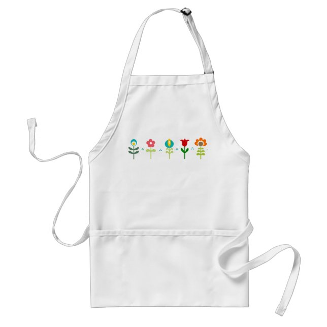 Pretty Retro folk flowers Standard Apron (Front)