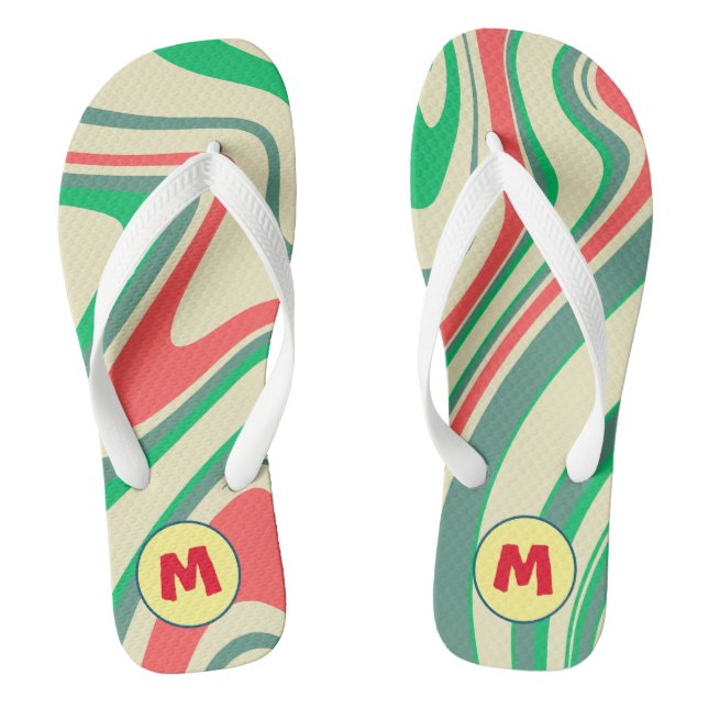 Pretty retro l monogram gift for summer l Marble Thongs (Footbed)