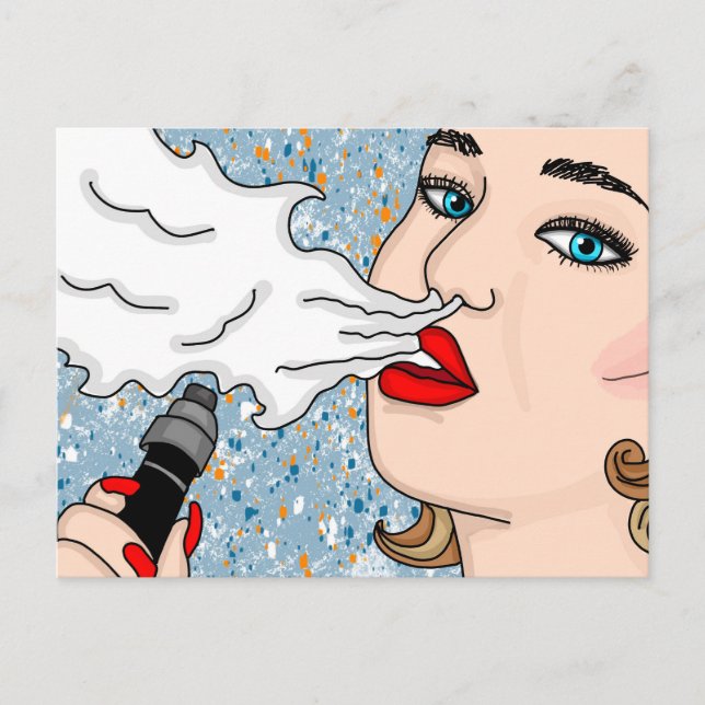 Pretty Retro Lady Vaping Postcard (Front)