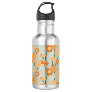Pretty retro muted 1970s flowers 532 ml water bottle
