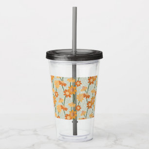 Pretty retro muted 1970s flowers acrylic tumbler