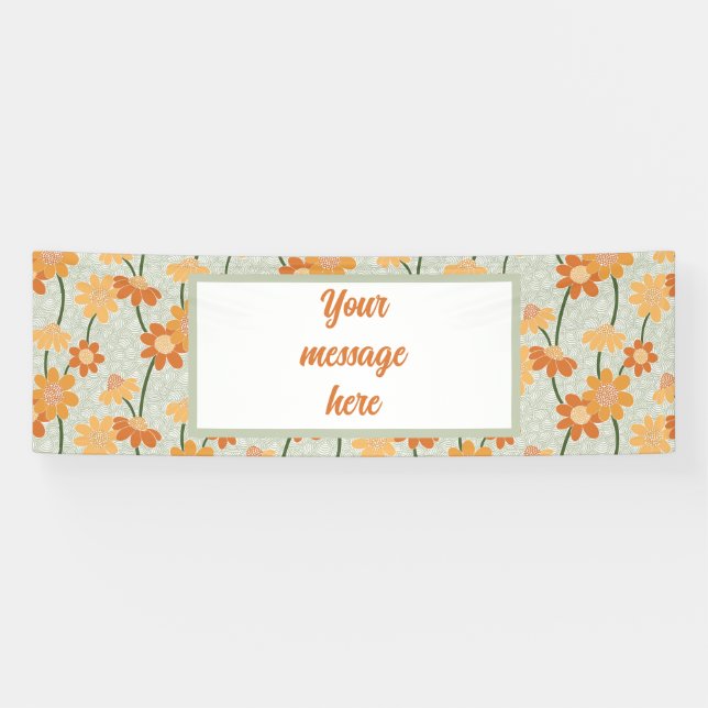 Pretty retro muted 1970s flowers banner (Horizontal)