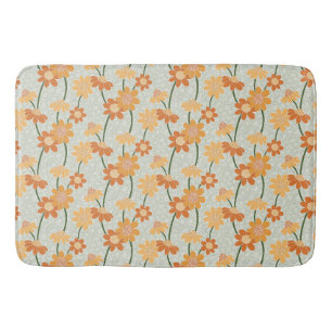 Pretty retro muted 1970s flowers bath mat