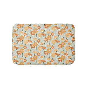 Pretty retro muted 1970s flowers bath mat