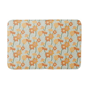 Pretty retro muted 1970s flowers bath mat