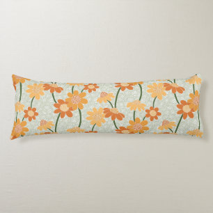Pretty retro muted 1970s flowers body cushion