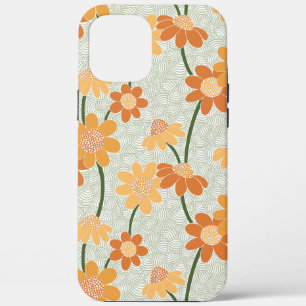 Pretty retro muted 1970s flowers iPhone 12 pro max case