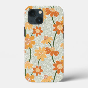 Pretty retro muted 1970s flowers iPhone 13 mini case