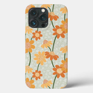 Pretty retro muted 1970s flowers iPhone 13 pro case