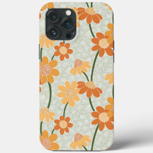 Pretty retro muted 1970s flowers iPhone 13 pro max case
