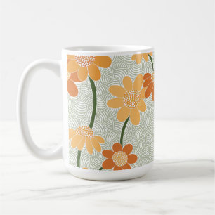 Pretty retro muted 1970s flowers coffee mug