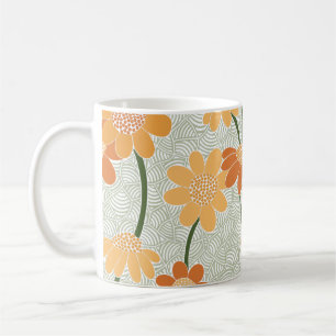 Pretty retro muted 1970s flowers coffee mug