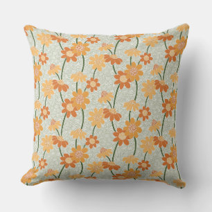 Pretty retro muted 1970s flowers cushion