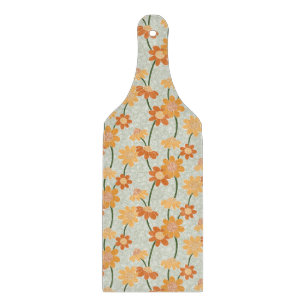 Pretty retro muted 1970s flowers cutting board
