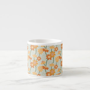 Pretty retro muted 1970s flowers espresso cup