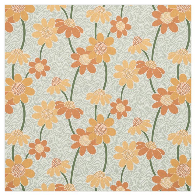 Pretty retro muted 1970s flowers fabric (Swatch)