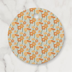 Pretty retro muted 1970s flowers favour tags
