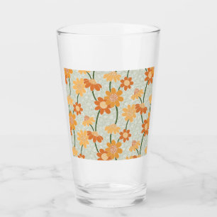 Pretty retro muted 1970s flowers glass