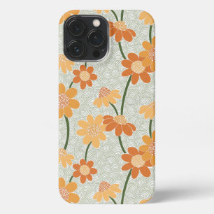 Pretty retro muted 1970s flowers iPhone 13 pro max case