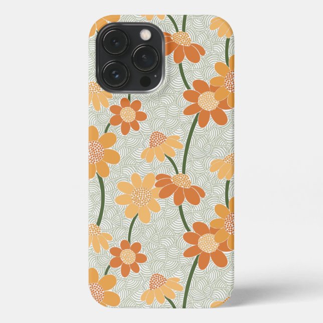 Pretty retro muted 1970s flowers iPhone case (Back)