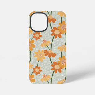 Pretty retro muted 1970s flowers iPhone 12 mini case