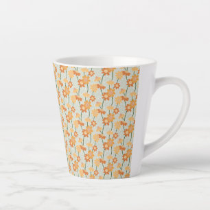 Pretty retro muted 1970s flowers latte mug