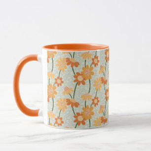 Pretty retro muted 1970s flowers mug