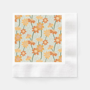 Pretty retro muted 1970s flowers napkin