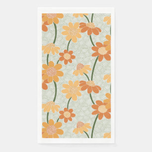 Pretty retro muted 1970s flowers napkin