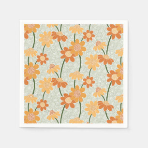 Pretty retro muted 1970s flowers napkin