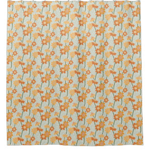 Pretty retro muted 1970s flowers shower curtain