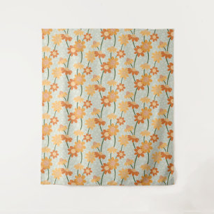 Pretty retro muted 1970s flowers tapestry