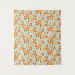 Pretty retro muted 1970s Flowers Tapestry