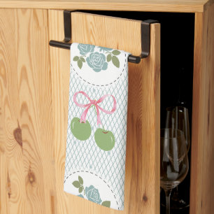 Pretty retro pastel background cute floral blue tea towel