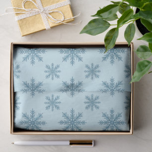 Pretty retro snowflake pattern blues watercolor tissue paper