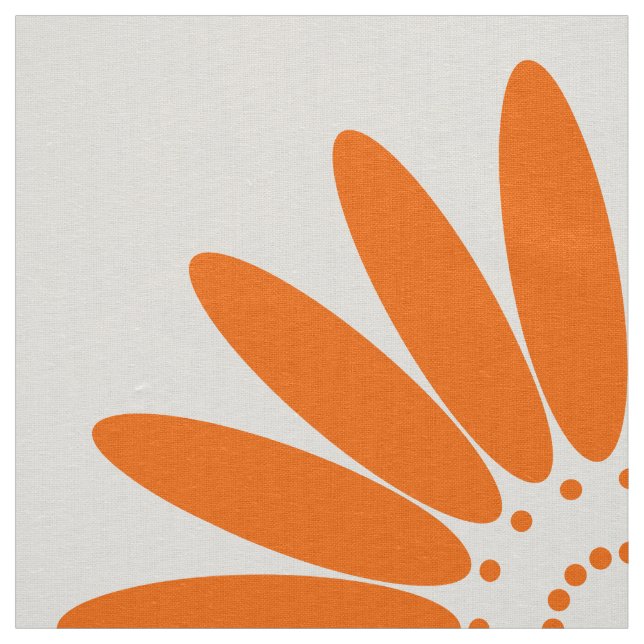 Pretty Retro Style Bright Orange Flower Pattern Fabric (Swatch)