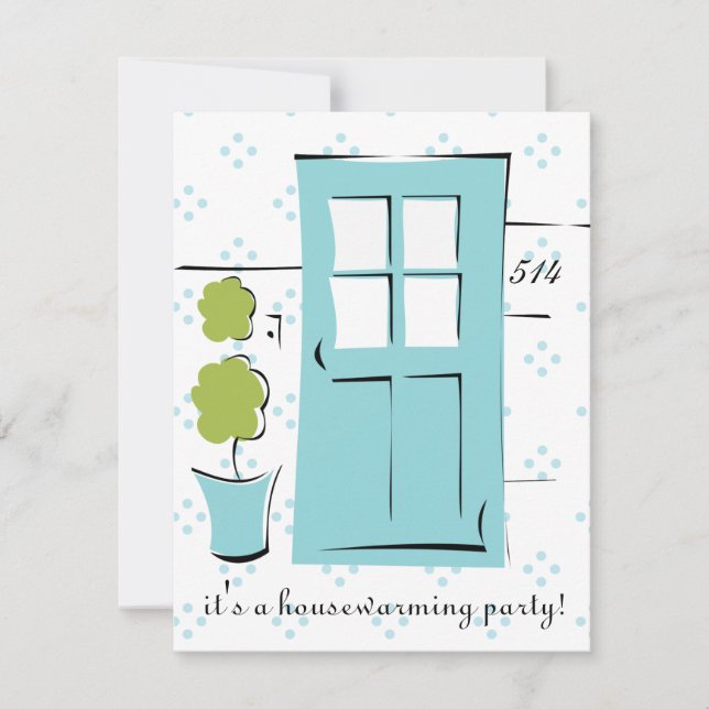 Pretty Robin's Egg Blue Door Invitation (Front)
