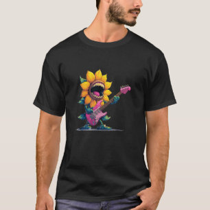 Pretty Rocking Guitar Sunflower Costume for Adults T-Shirt