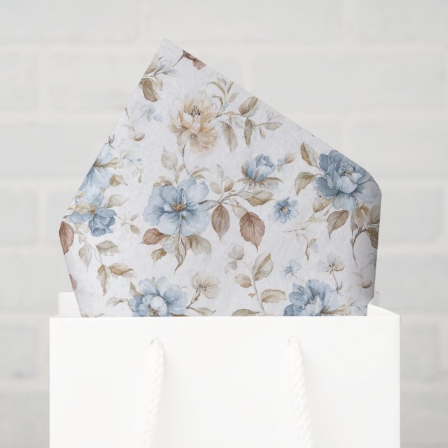 Pretty Romantic Blue Flowers Wedding Tissue Paper (Gift Bag)
