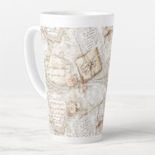 Pretty Romantic Blush Roses Love Letters   Latte Mug